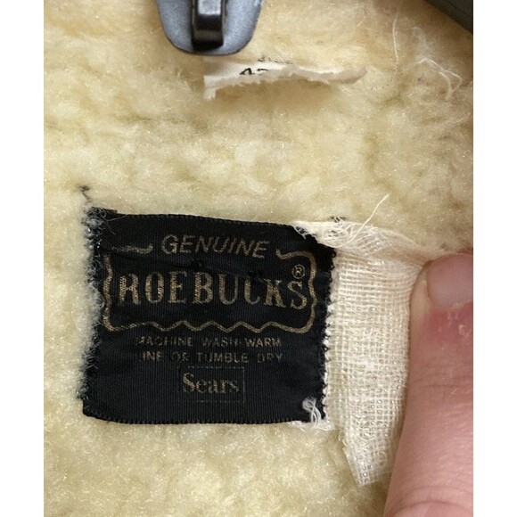 Men's VTG Sears Denim Jacket Sherpa Lined Blue Ranch Western 60s 70s Size 42R - Picture 2 of 8